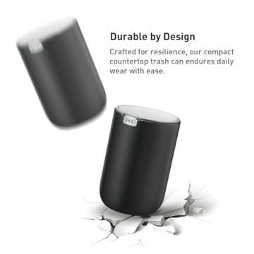 EKO Mini Desk Trash Can with Swing-Top Lid for Any Space