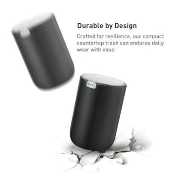 EKO Mini Desk Trash Can with Swing-Top Lid for Any Space