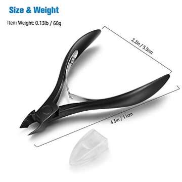 FERYES Cuticle Cutters 1/2 Jaw - Professional Stainless Steel Cuticle Clippers Nail Cuticle Remover Tool, Nail Dead Skin Clipper - BLACK