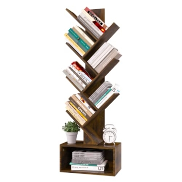 Yoobure Tree Bookshelf 6-Shelf Retro Floor Standing Bookcase