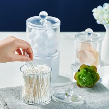 Clear Acrylic Apothecary Jars 6 Pack for Bathroom Storage