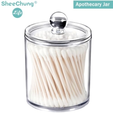 Clear Acrylic Apothecary Jars 6 Pack for Bathroom Storage