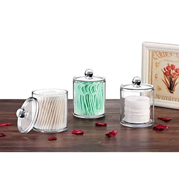 Clear Acrylic Apothecary Jars 6 Pack for Bathroom Storage