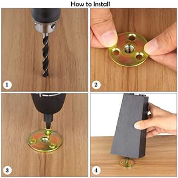 TURSTIN 8 Pack 5.7 Inch Furniture Legs Plastic Sofa Coach Legs Square Tapered Feet Sofa Legs with T-Nuts Screws for Legs Sofas Chairs Cabinets Dressers Beds, Black