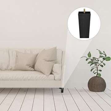 TURSTIN 8 Pack 5.7 Inch Furniture Legs Plastic Sofa Coach Legs Square Tapered Feet Sofa Legs with T-Nuts Screws for Legs Sofas Chairs Cabinets Dressers Beds, Black