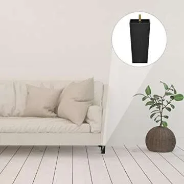 TURSTIN 8 Pack 5.7 Inch Furniture Legs Plastic Sofa Coach Legs Square Tapered Feet Sofa Legs with T-Nuts Screws for Legs Sofas Chairs Cabinets Dressers Beds, Black