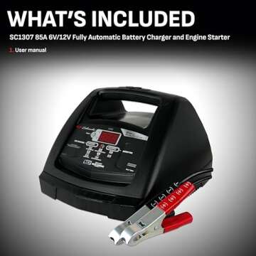 Schumacher Electric Fully Automatic Battery Charger and Engine Starter 6-in-1, SC1307-85 Cranking Amps, 30 Amp Boost, 6 Volt, 12 Volt, for Motorcycle, Power Sport, Car, Truck, and Marine Batteries