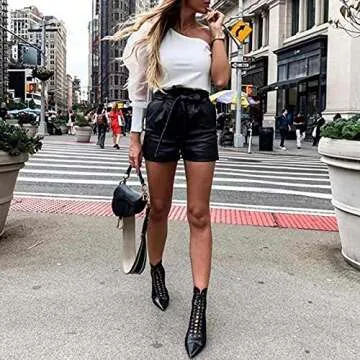 Stylish DALLNS Faux Leather High Waisted Shorts for Women