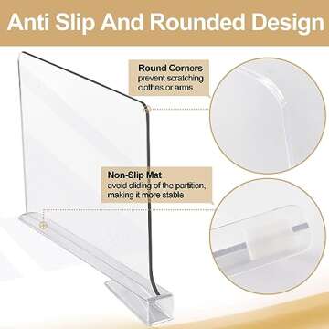 Acrylic Shelf Dividers for Closet Organization, Closet Shelf Organizer Closet Organizer for Bedroom,...