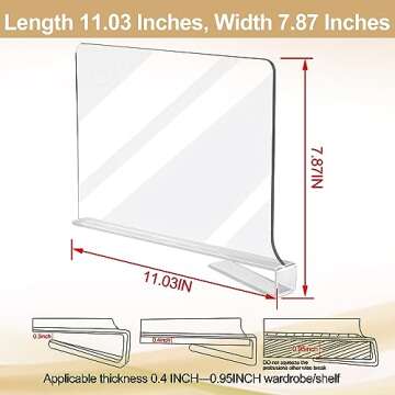 Acrylic Shelf Dividers for Closet Organization, Closet Shelf Organizer Closet Organizer for Bedroom, Closet Dividers for Shelves Clear Acrylic Shelf Dividers Clothing Divider Shelf (Clear,6 Pack)