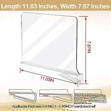 Acrylic Shelf Dividers for Closet Organization, Closet Shelf Organizer Closet Organizer for Bedroom, Closet Dividers for Shelves Clear Acrylic Shelf Dividers Clothing Divider Shelf (Clear,6 Pack)