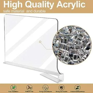 Acrylic Shelf Dividers for Closet Organization, Closet Shelf Organizer Closet Organizer for Bedroom, Closet Dividers for Shelves Clear Acrylic Shelf Dividers Clothing Divider Shelf (Clear,6 Pack)