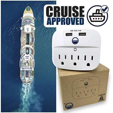 Royal Caribbean Essentials Kit - Cruise Power Strip, Lanyards & Royal Caribbean Luggage Tags