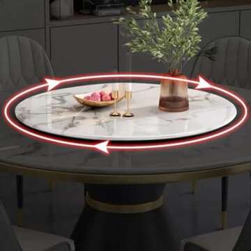 LITFAD 7-Piece Glam Marble Dining Table Set - Rotating Design