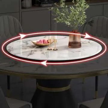 LITFAD 7-Piece Glam Marble Dining Table Set - Rotating Design