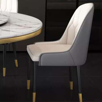 LITFAD 7-Piece Glam Marble Dining Table Set - Rotating Design