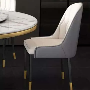 LITFAD 7-Piece Glam Marble Dining Table Set - Rotating Design