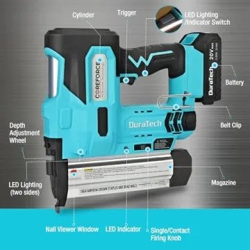 DURATECH Cordless Brad Nailer with Rechargeable Battery