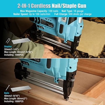 DURATECH Cordless Brad Nailer with Rechargeable Battery