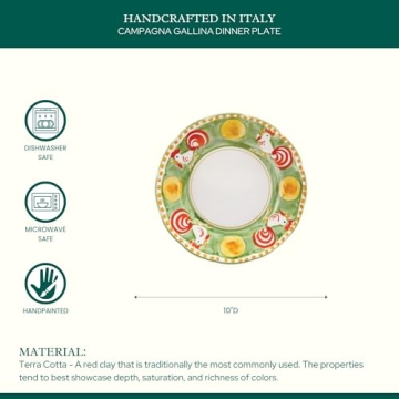 Vietri Campagna Gallina Dinner Plate, Handcrafted Ceramic