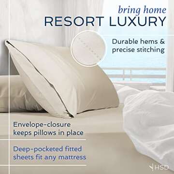 Hotel Sheets Direct 4 Piece Bed Sheet Set California King Size, 100% Viscose Derived from Bamboo She...