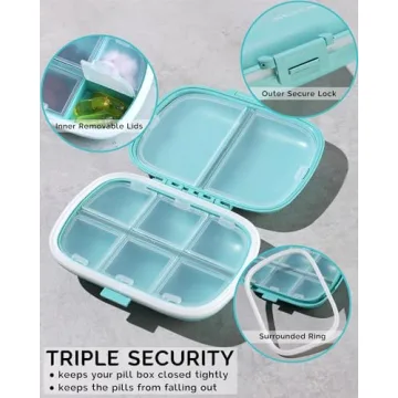 MEACOLIA 8 Compartment Travel Pill Organizer Multi-Colored