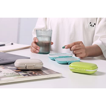 MEACOLIA 8 Compartment Travel Pill Organizer Multi-Colored