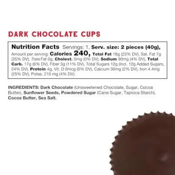 Free2b Sunflower Butter Sun Cups, Safe for School and Allergy Friendly - Gluten-Free, Dairy-Free, Nut-Free, and Soy-Free - Dark Chocolate, 2-Cup Packages (Pack of 12)