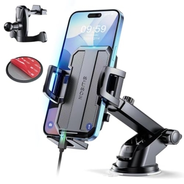 SUUSON Upgraded 3-in-1 Car Phone Holder Mount for Dashboard, Vent, Windshield