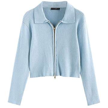 Stylish ZAFUL Ribbed Zip Fly Cardigan Casual Wear