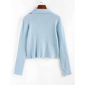 Stylish ZAFUL Ribbed Zip Fly Cardigan Casual Wear