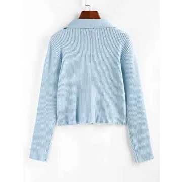 Stylish ZAFUL Ribbed Zip Fly Cardigan Casual Wear