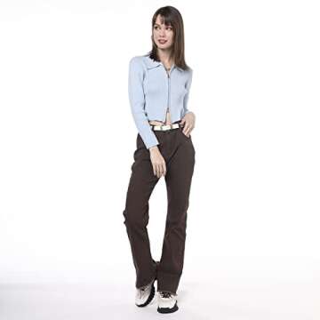 Stylish ZAFUL Ribbed Zip Fly Cardigan Casual Wear