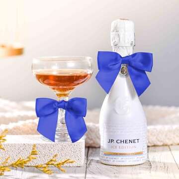 Rainbow Pana 60 Pack Twist Tie Bows for Treat Bags 3" Royal Blue Satin Ribbon Bows for Package Craft Gift Wrapping Decoration