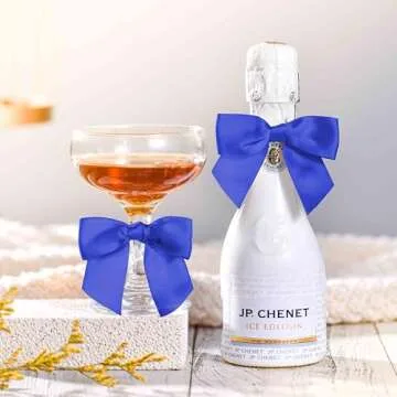 Rainbow Pana 60 Pack Twist Tie Bows for Treat Bags 3" Royal Blue Satin Ribbon Bows for Package Craft Gift Wrapping Decoration