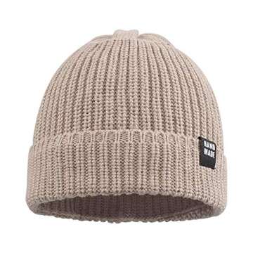 Simple Knitted Baby Beanie Hip-Hop Boys Winter Hat Toddler Kids Bonnet for Girls 0-5Y (White+Beige, ...