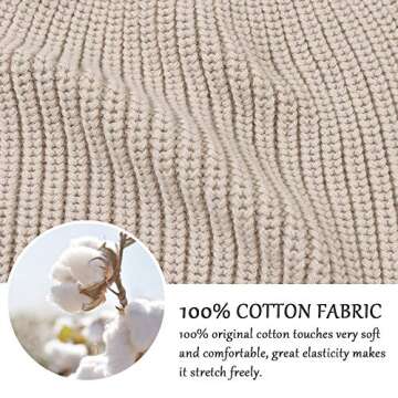 Simple Knitted Baby Beanie Hip-Hop Boys Winter Hat Toddler Kids Bonnet for Girls 0-5Y (White+Beige, S)