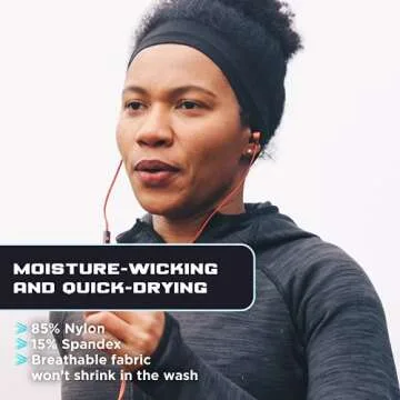 E Tronic Edge Running Headbands for Men, Women, Boys and Girls, Sports Sweatbands for Basketball, Yoga, Exercise, Workout, Quick Drying and Non-Slip Workout Stretchy Hairband, White 1 Pack