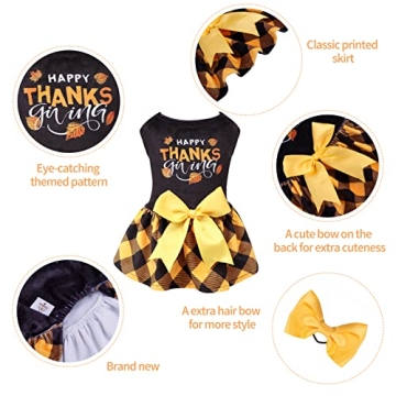 CuteBone Happy Thanksgiving Day Dog Fall Dress Costume Velvet for Small Dogs Girl Puppy Dresses Yell...