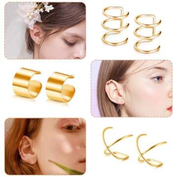 Stylish 18 Pairs Ear Cuff Set for Non-Pierced Ears