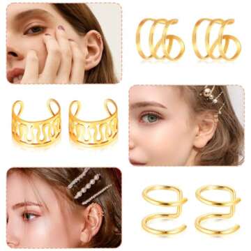 Stylish 18 Pairs Ear Cuff Set for Non-Pierced Ears