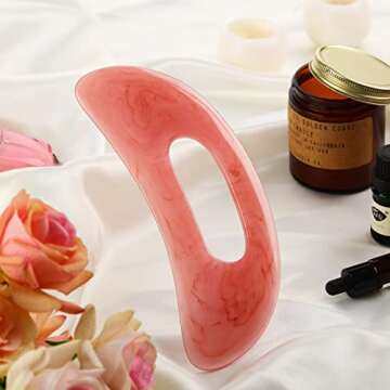 Gua Sha Massage Tool with Handle Resin Massage Tools Lymphatic Drainage Massager Body Shaping Gua Sha Tools for Full Body Men Women Birthday Festival Holiday Present (Pink)