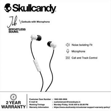 Skullcandy Jib Wired Earbuds - Noise Isolating & Comfortable Fit