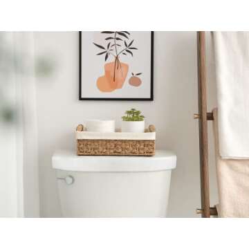 StorageWorks Bathroom Baskets for Organizing, Small Wicker Basket for Bathroom Organizer, Round Paper Rope Storage Basket for Bathroom Countertop, Set of 2