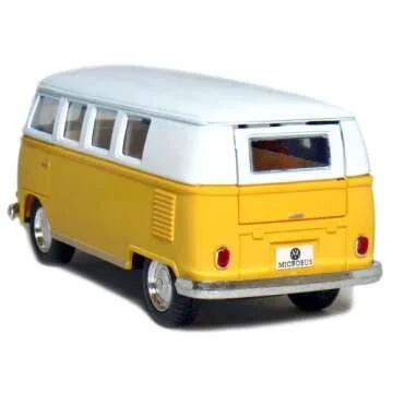 KiNSMART 5in Die-cast 1962 VW Classic Bus 1/32 Scale (Yellow), Pull Back n Go Action. For unisex