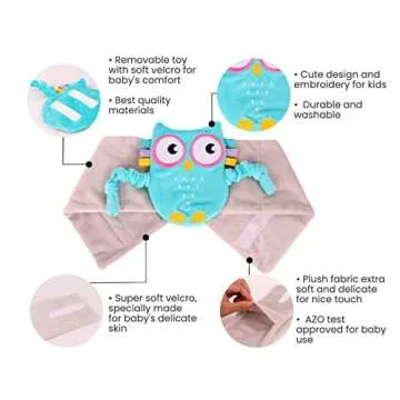 Superse Colic and Gas Relief for Newborns - Colic Calm Baby Heating Pad Belly Band for Upset Stomach and Baby Reflux - Warm Aroma Stomach Band for Fussy Infant Gas with Washcloth (Blue owl)