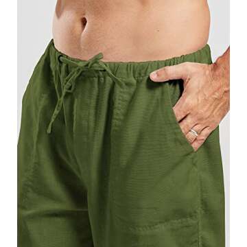 utcoco Qiuse Men's Casual Loose Fit Straight-Legs Stretchy Waist Beach Pants