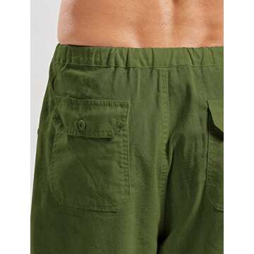 utcoco Qiuse Men's Casual Loose Fit Straight-Legs Stretchy Waist Beach Pants