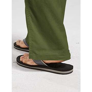 utcoco Qiuse Men's Casual Loose Fit Straight-Legs Stretchy Waist Beach Pants