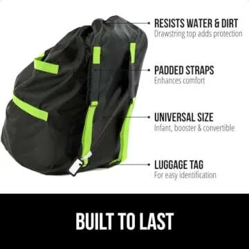 Gorilla Grip Car Seat Travel Bag for Airplane Gate Check, Easy Carry Backpack Bags Cover Carseats, I...